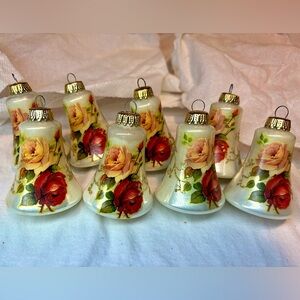 8 Vintage Krebs Glass Bell Christmas Bulb Ornaments